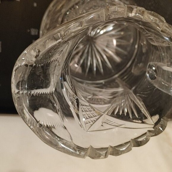 American Brilliant Period ABP Cut Glass Pitcher Pinwheel Star Burst Sawtooth 9.5 - Picture 7 of 12